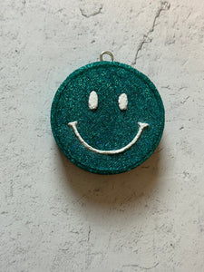 Car Freshener - Vent Clip - Smiley Face (Teal Glitter)