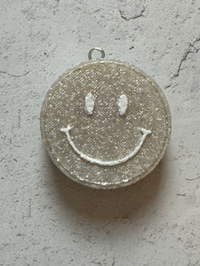 Car Freshener - Vent Clip - Smiley Face (Silver Glitter)