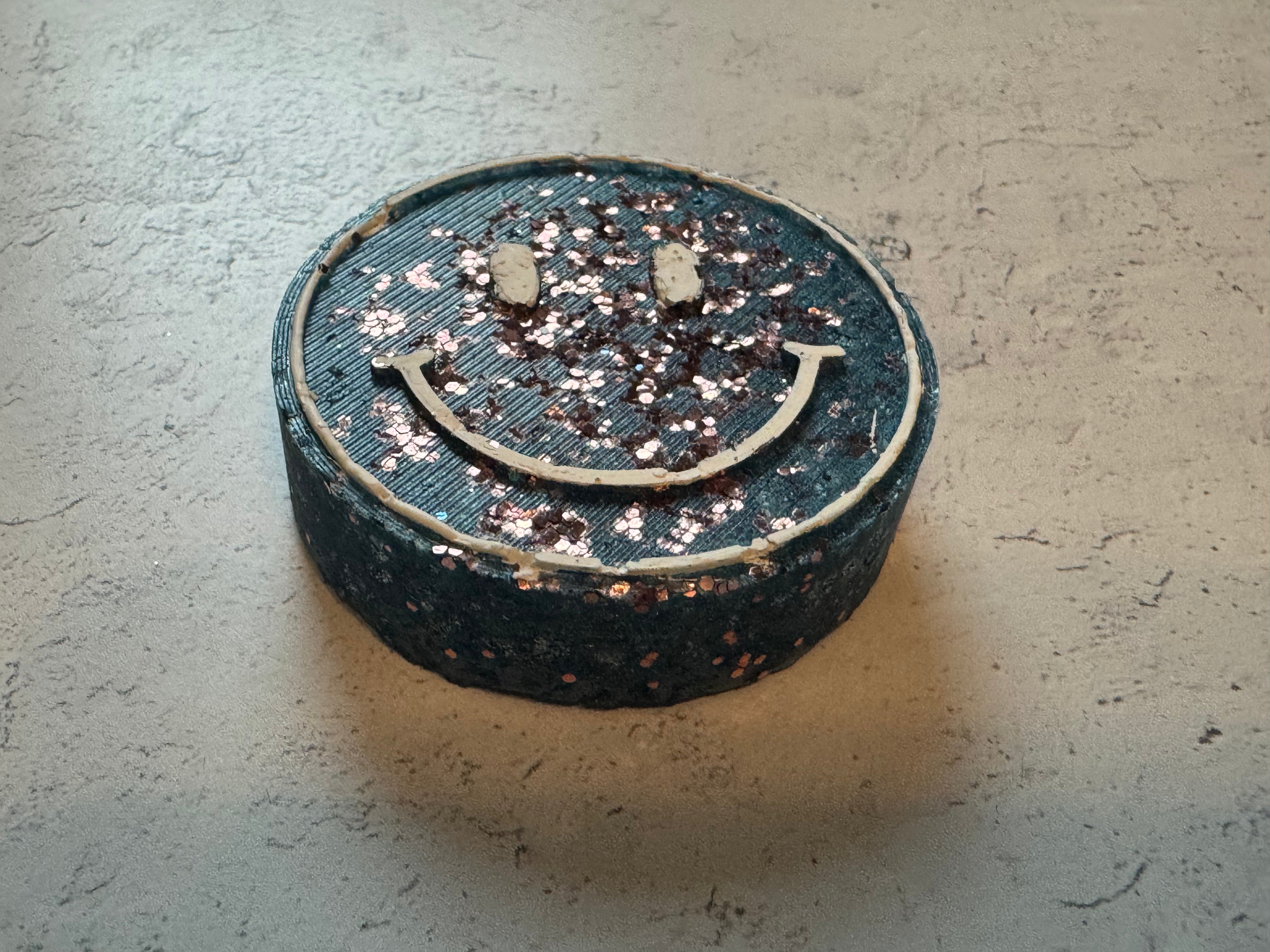 Car Freshener - Vent Clip - Smiley Face (Navy Blue w. Rose Gold Glitter)