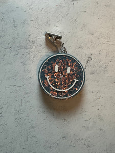 Car Freshener - Vent Clip - Smiley Face (Navy Blue w. Rose Gold Glitter)